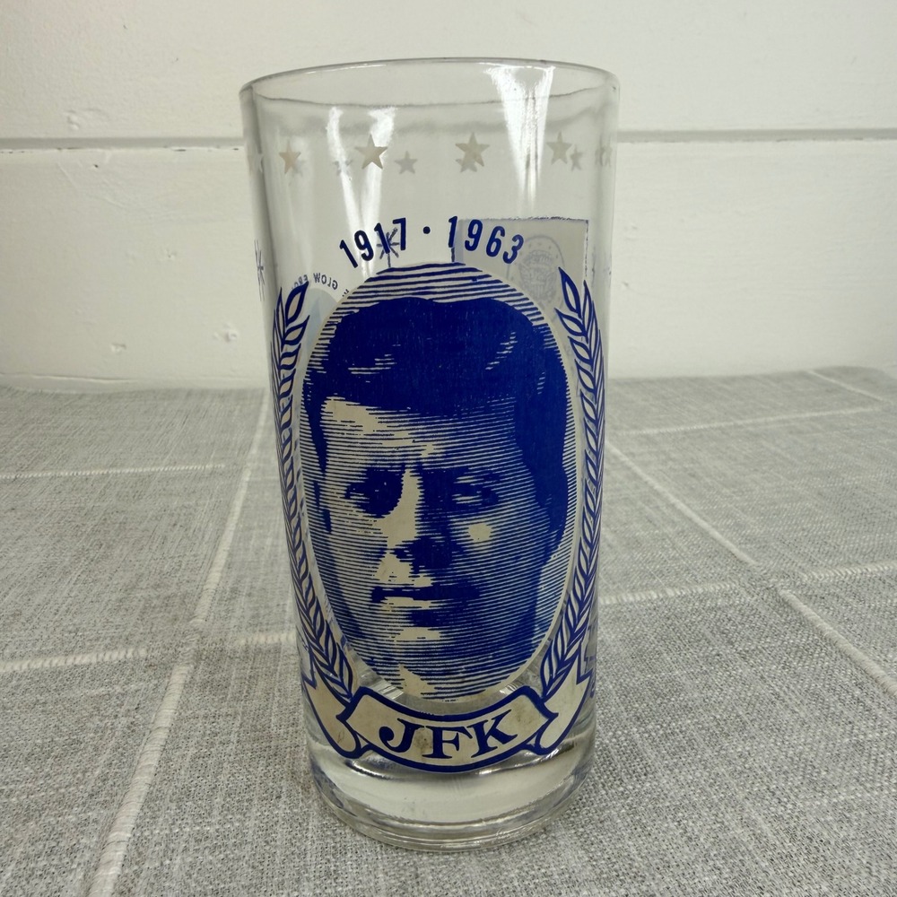 Commemorative President JOHN F KENNEDY JFK 1917-1963 Drinking Glass 12oz Tumbler
